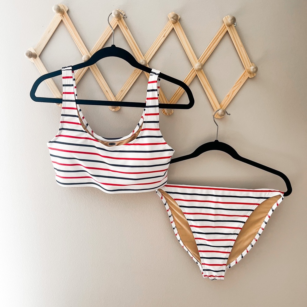 OLD NAVY RED AND BLUE STRIPED BIKINI SET